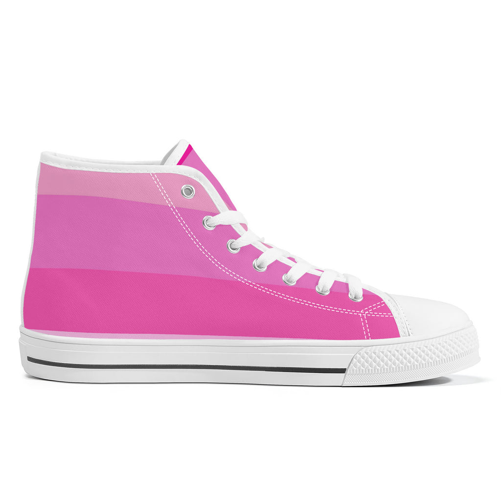 N2pink  SHADES OF PINK High-Top Canvas Shoes With Customized Tongue - White