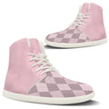 PASTEL PINK ARGYLE ACCENT Unisex Barefoot High-Top Sneakers
