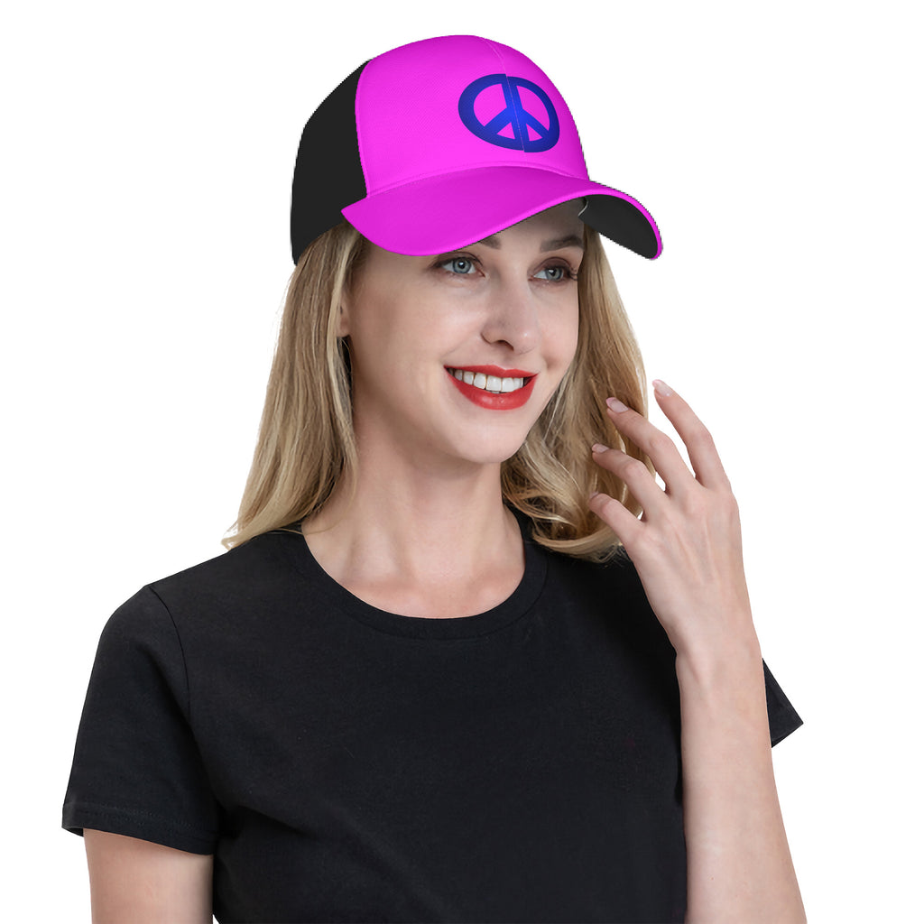 N2PINK NEON PINK-BLUE PEACE Curved Brim Baseball Cap (2 pieces)