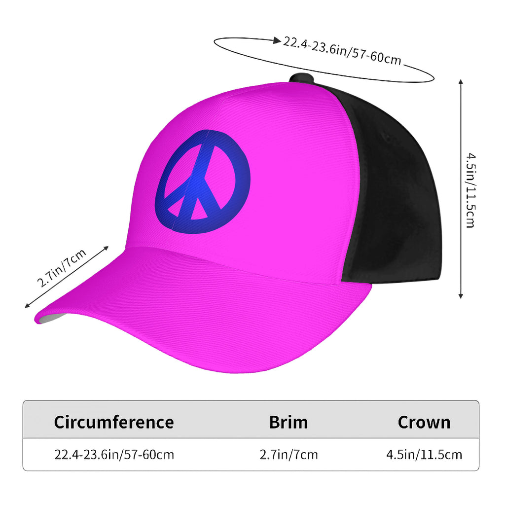 N2PINK NEON PINK-BLUE PEACE Curved Brim Baseball Cap (2 pieces)